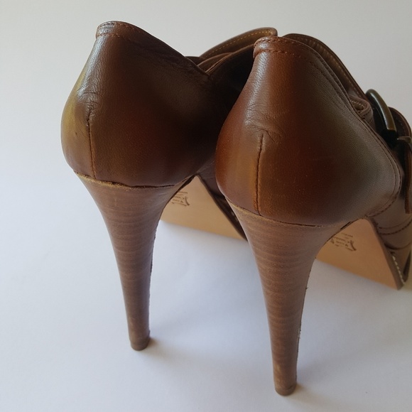 NEW GiampaoloViozzi camel leather platform booties - Picture 3 of 8